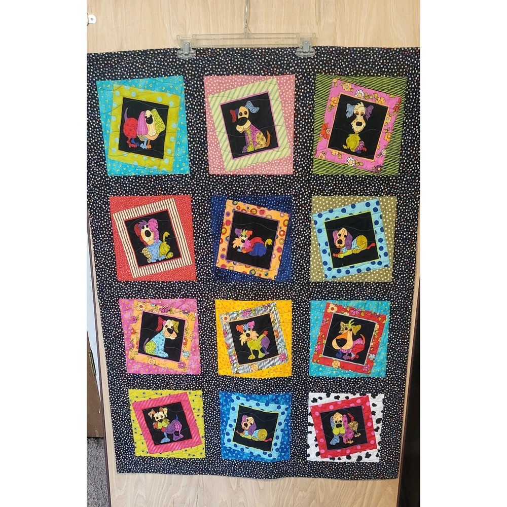Happy Dog Quilted Pattern Blanket Please Refer To Photos‎ For Measurements.